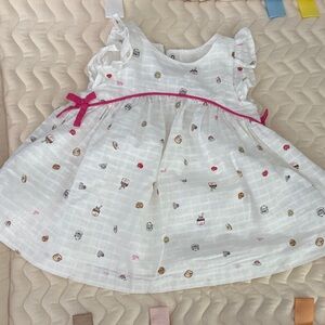 Adorable White Dress with Pink Bow janue and jack